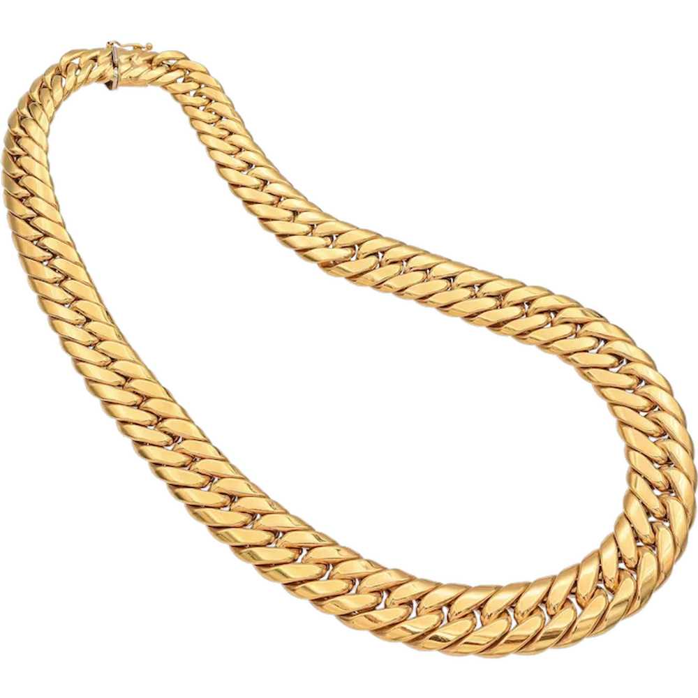 18K Yellow Gold UnoAErre Solid Cuban Link Chain N… - image 1