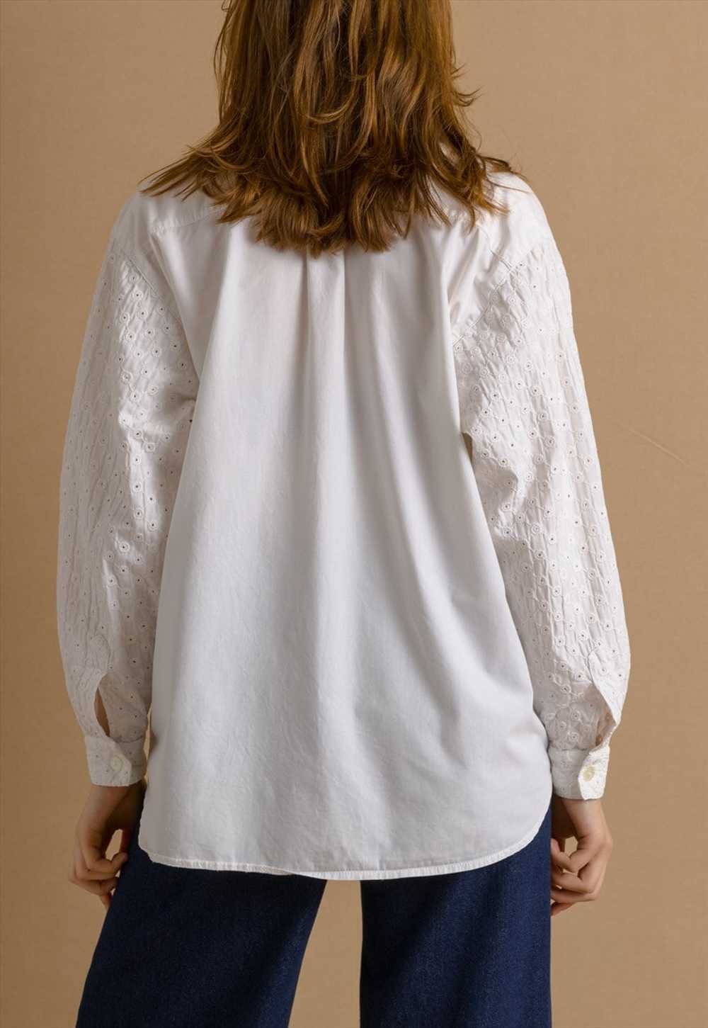 Vintage White Blouse Shirt Lace Detailed size Sma… - image 3