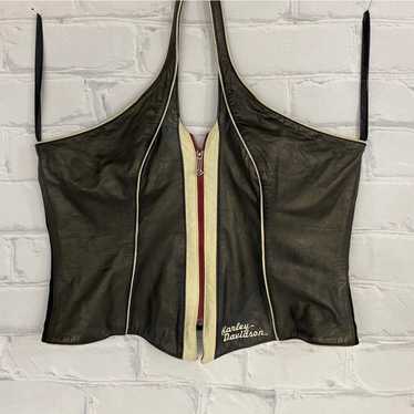 Harley Davidson leather halter top