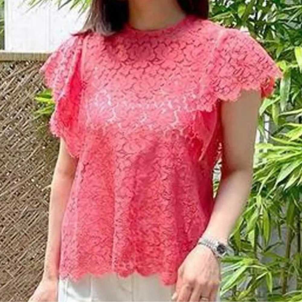 S-like new Drawer Flower Lace Short Sleeve Blouse - image 1