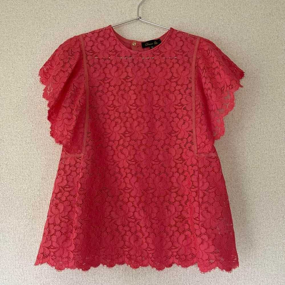 S-like new Drawer Flower Lace Short Sleeve Blouse - image 2