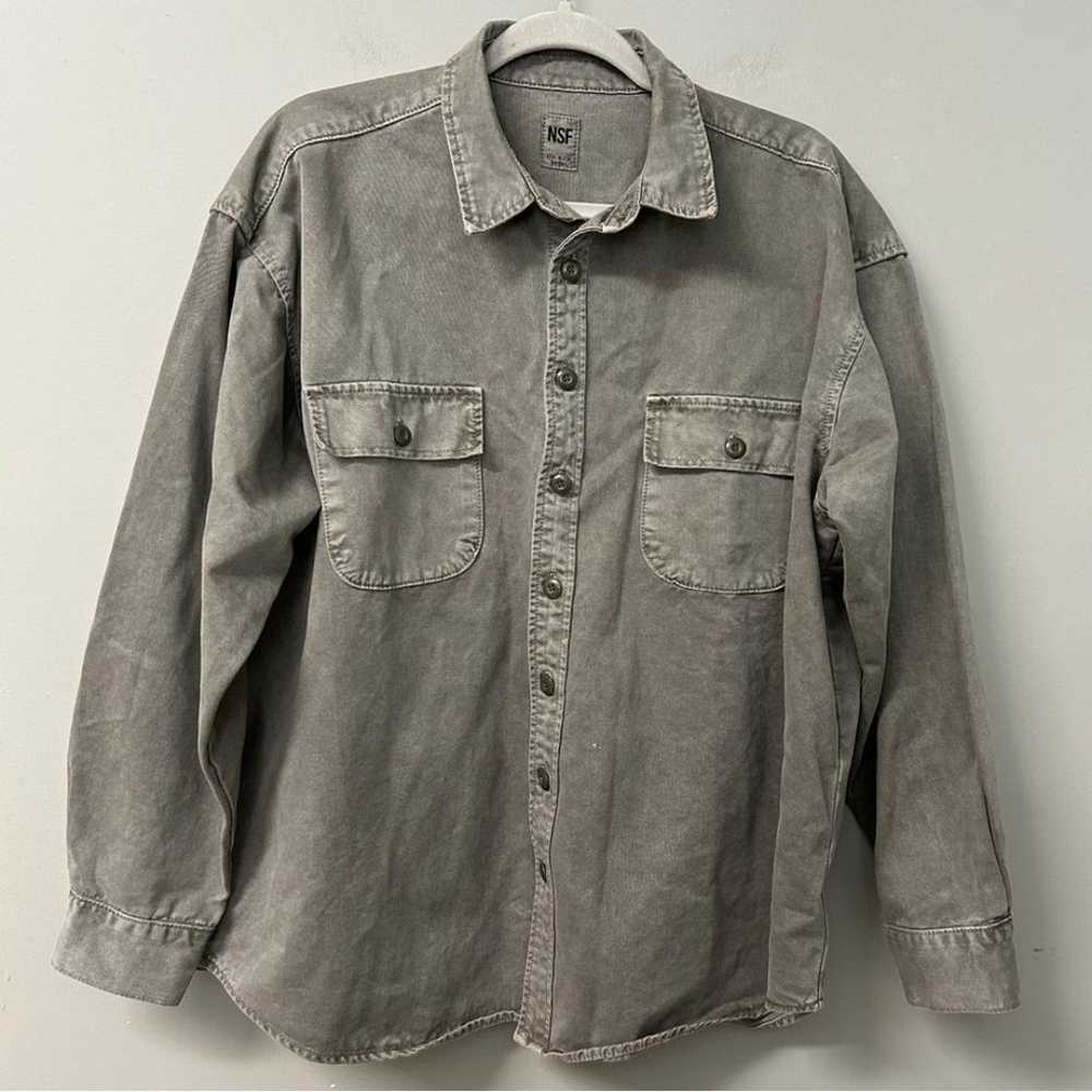 NSF Busy Oversized Boyfriend Shirt in Olive Paint… - image 2