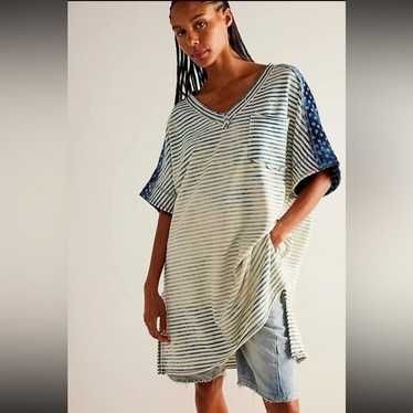 Free People We The Free True Blue Tunic Tee Size … - image 1