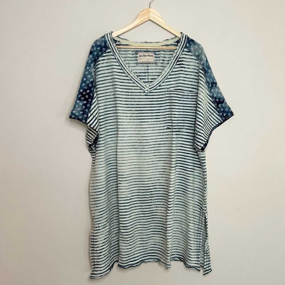 Free People We The Free True Blue Tunic Tee Size … - image 4