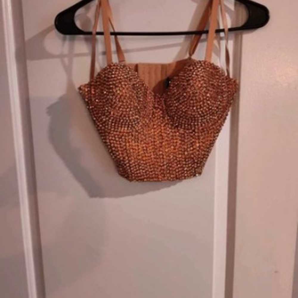 Rose Gold Crop Top with small sparkly sequins. - image 1