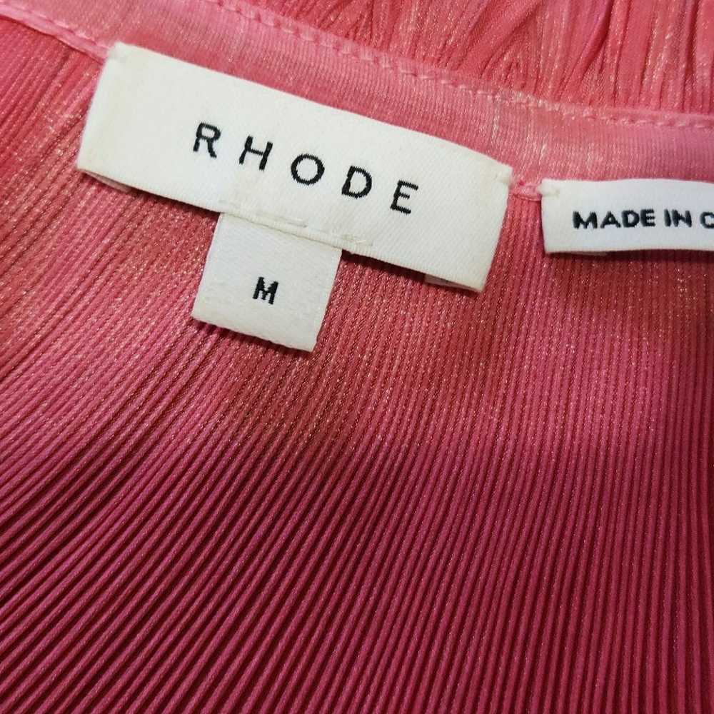 RHODE adele plissé lamé satin blouse pink size M - image 10