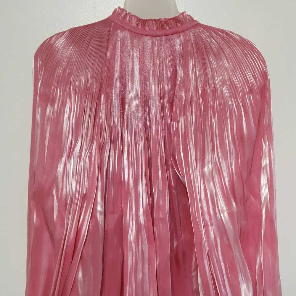 RHODE adele plissé lamé satin blouse pink size M - image 12