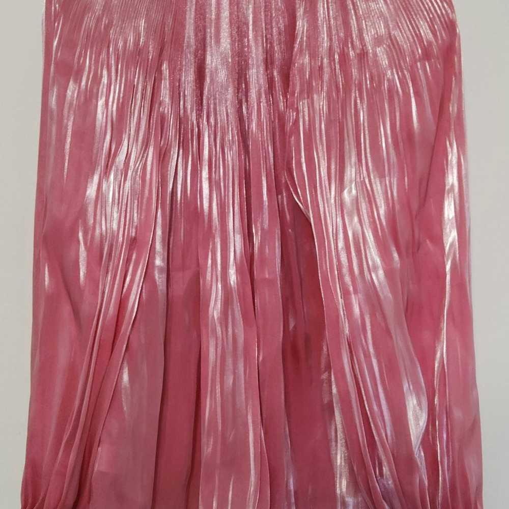 RHODE adele plissé lamé satin blouse pink size M - image 8