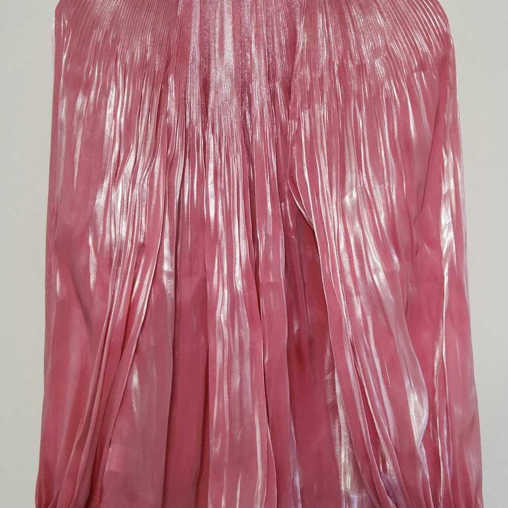 RHODE adele plissé lamé satin blouse pink size M - image 9