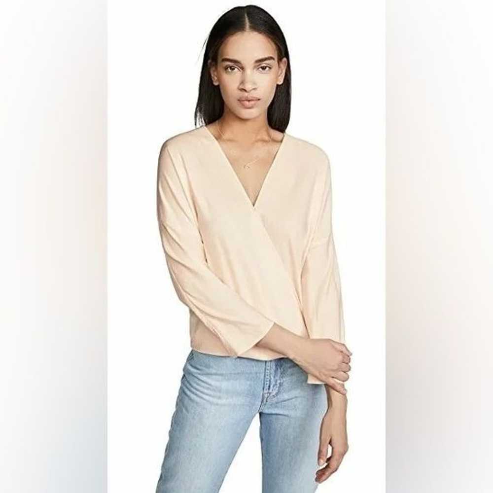 Vince / Crossover silk Satin Blouse pale Blush pi… - image 5