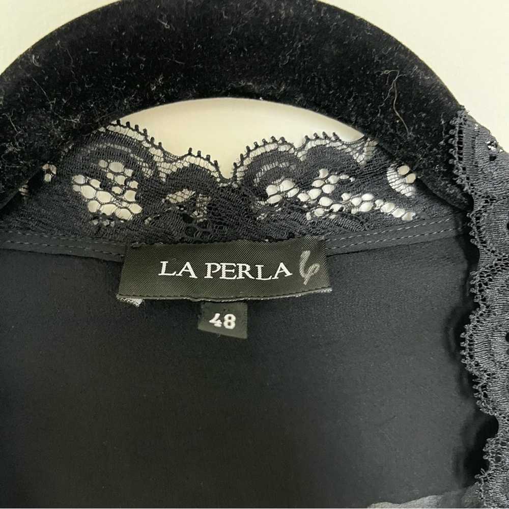 La Perla Lace Silk Chiffon Blouse In Black Size 48 - image 2