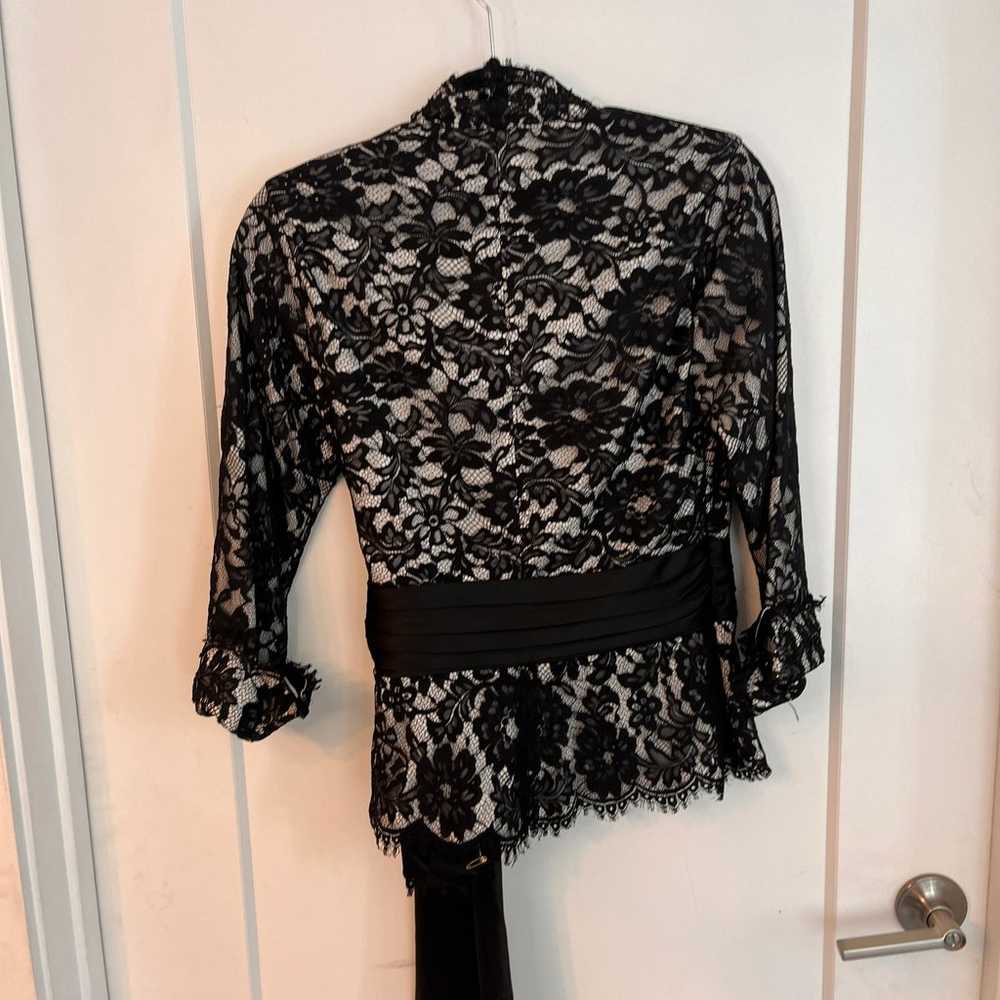 Tadashi Black Faux Wrap French Cuff Sequin Lace T… - image 2