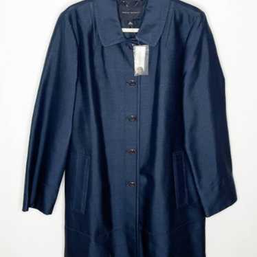 Banana Republic dark blue long button up silk jac… - image 1