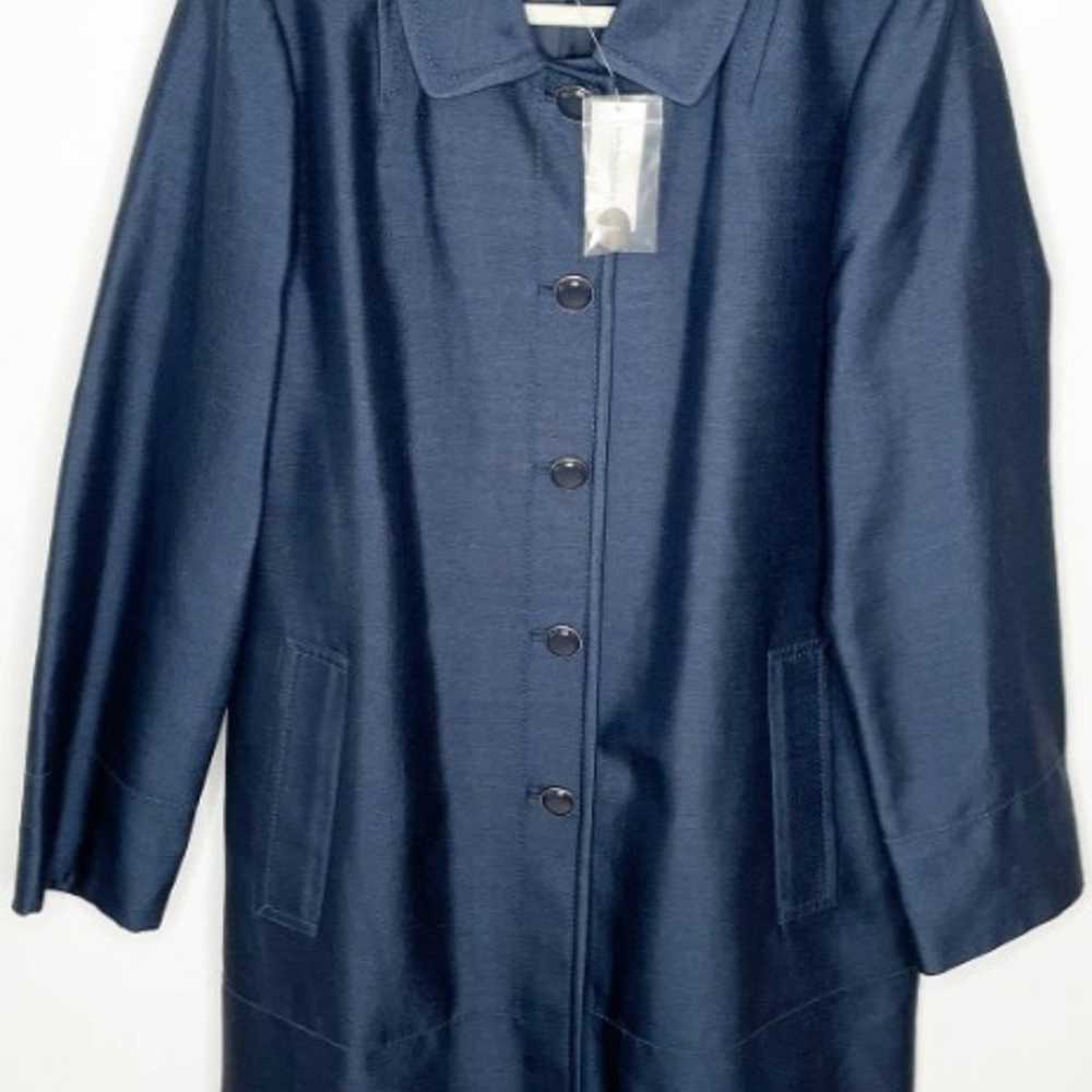 Banana Republic dark blue long button up silk jac… - image 2