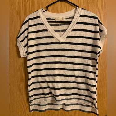 white and black striped top