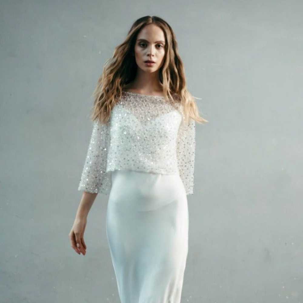 Wide Sleeve Beaded Bridal Crop Top - image 8