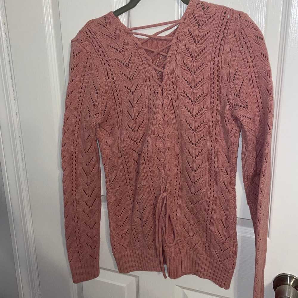 Pink Tularosa tie back knit sweater - image 4