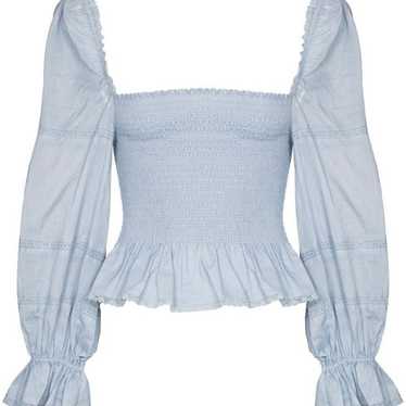 Baby Blue Reformation Roland Smocked Crop Top