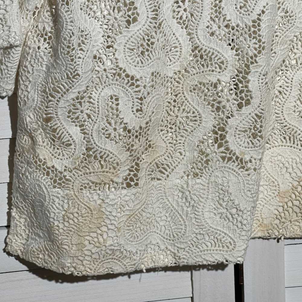 A.L.C. Virginia Cropped Abstract Lace Top, Eggshe… - image 8