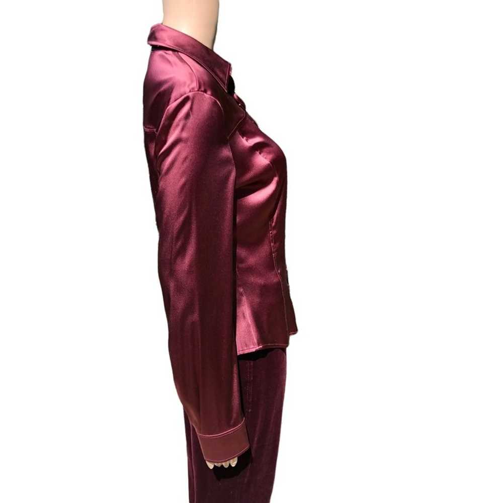 ESCADA burgundy/wine color silk blouse with ruffl… - image 10