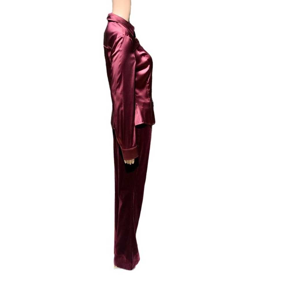 ESCADA burgundy/wine color silk blouse with ruffl… - image 11