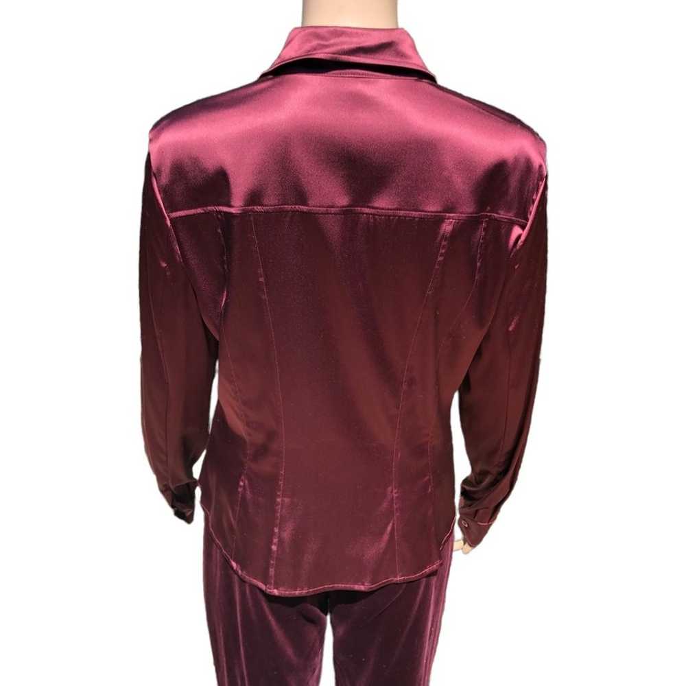 ESCADA burgundy/wine color silk blouse with ruffl… - image 12