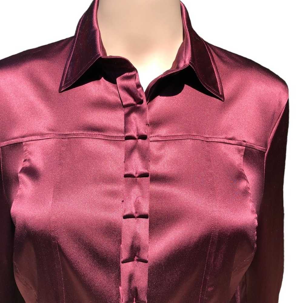 ESCADA burgundy/wine color silk blouse with ruffl… - image 3