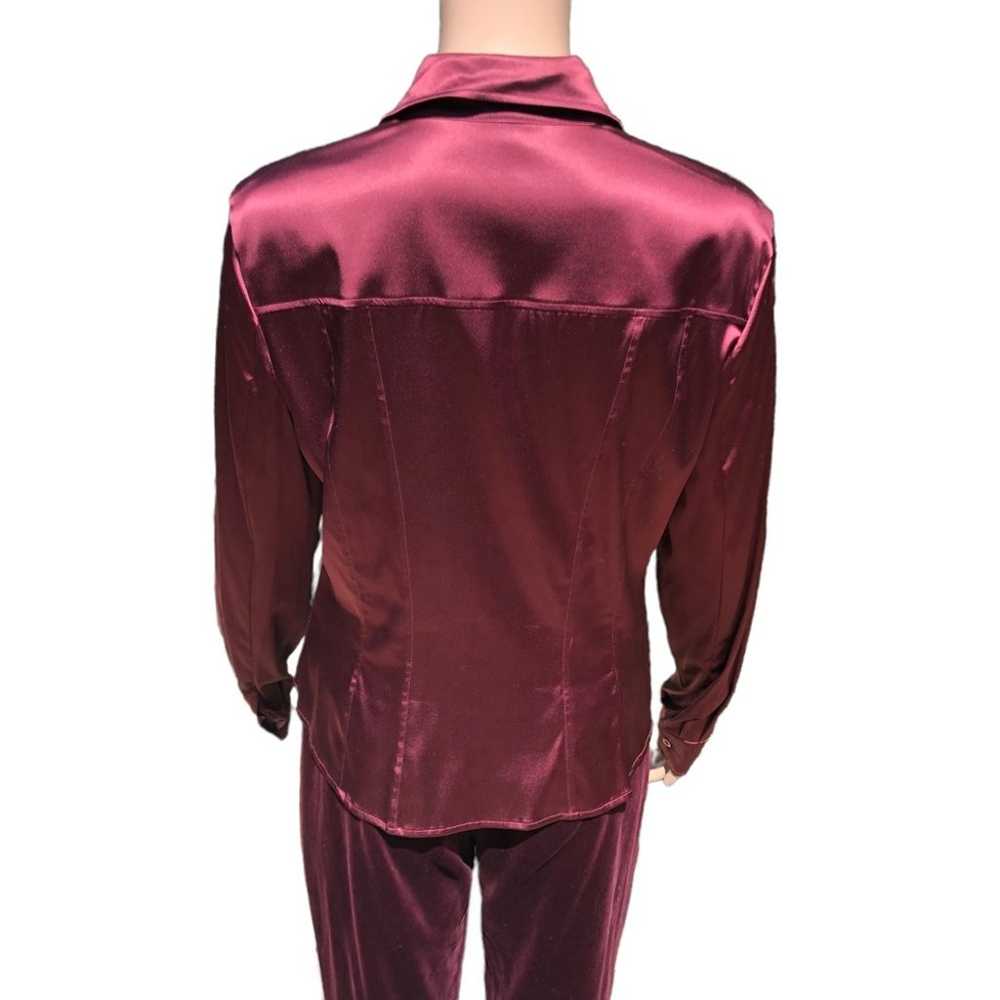 ESCADA burgundy/wine color silk blouse with ruffl… - image 6