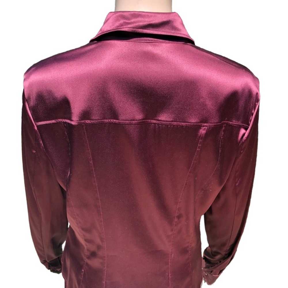 ESCADA burgundy/wine color silk blouse with ruffl… - image 7