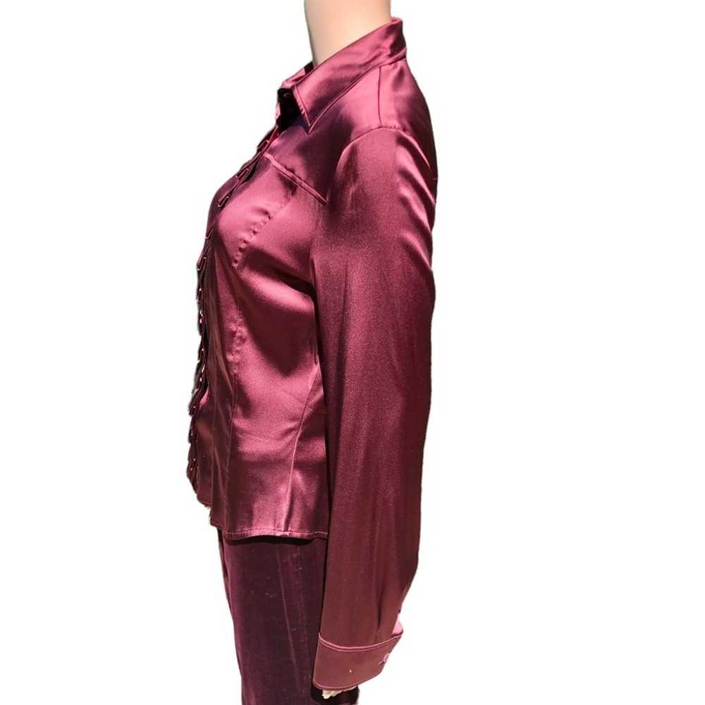 ESCADA burgundy/wine color silk blouse with ruffl… - image 8