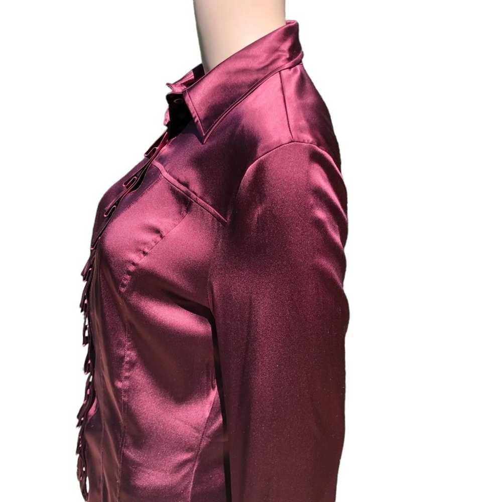 ESCADA burgundy/wine color silk blouse with ruffl… - image 9