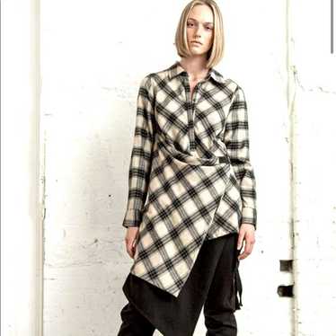 Nicholas K Pierre Plaid Asymmetrical Shirt Women’… - image 1