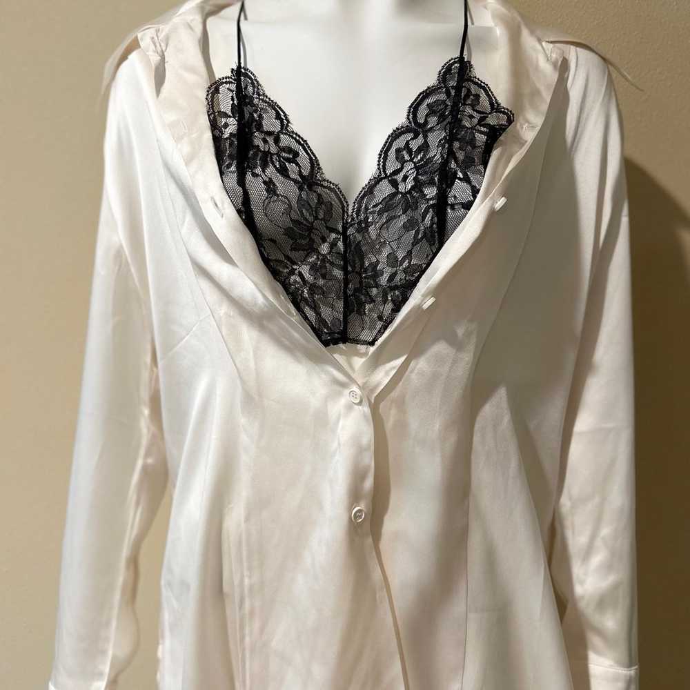 MM6 Maison Margiela Silk Button Up Blouse Ivory - image 2