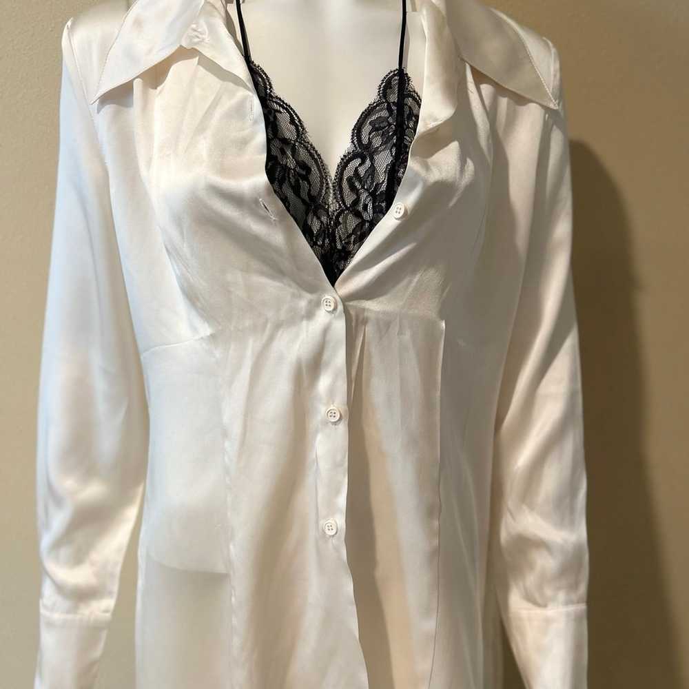 MM6 Maison Margiela Silk Button Up Blouse Ivory - image 3