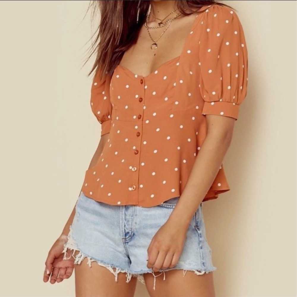 For Love & Lemons Natalia Dot Blouse Sz S - image 1