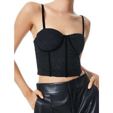 Alice and Olivia Lorette Lace Bustier Crop Top Bl… - image 1