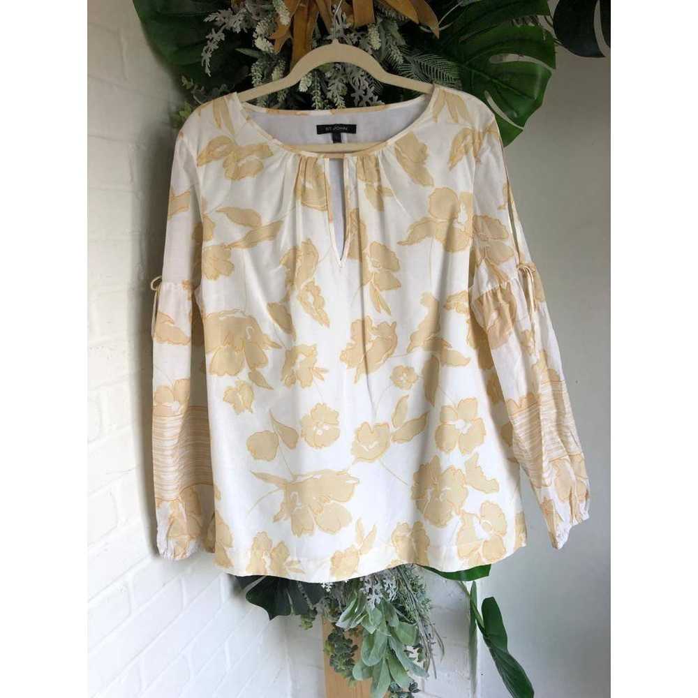 St. John Floral Peasant Blouse Silk $595 - image 3