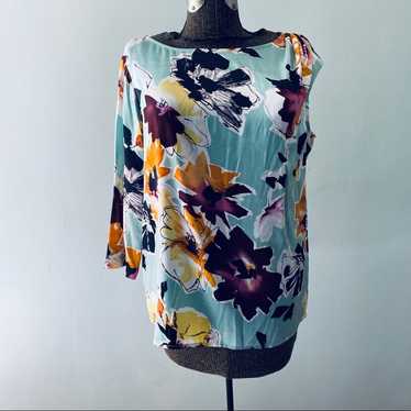 St. John watercolor floral print silk top