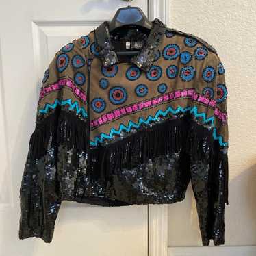 80s Fringe Sequined Western Jacket