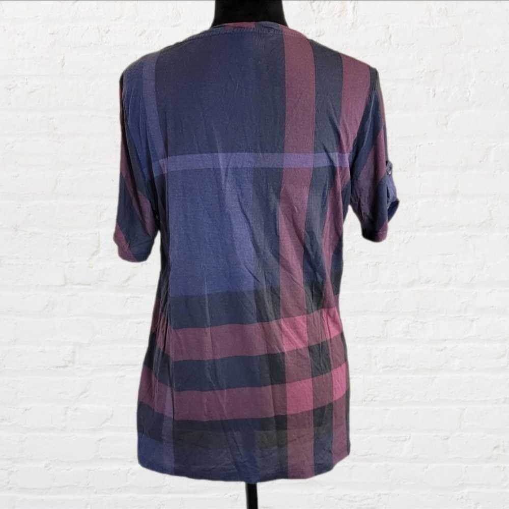 Burberry Brit Plaid Top Sz Lg Purple Blu - image 2