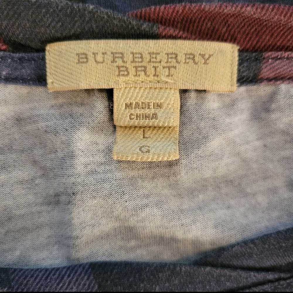 Burberry Brit Plaid Top Sz Lg Purple Blu - image 6