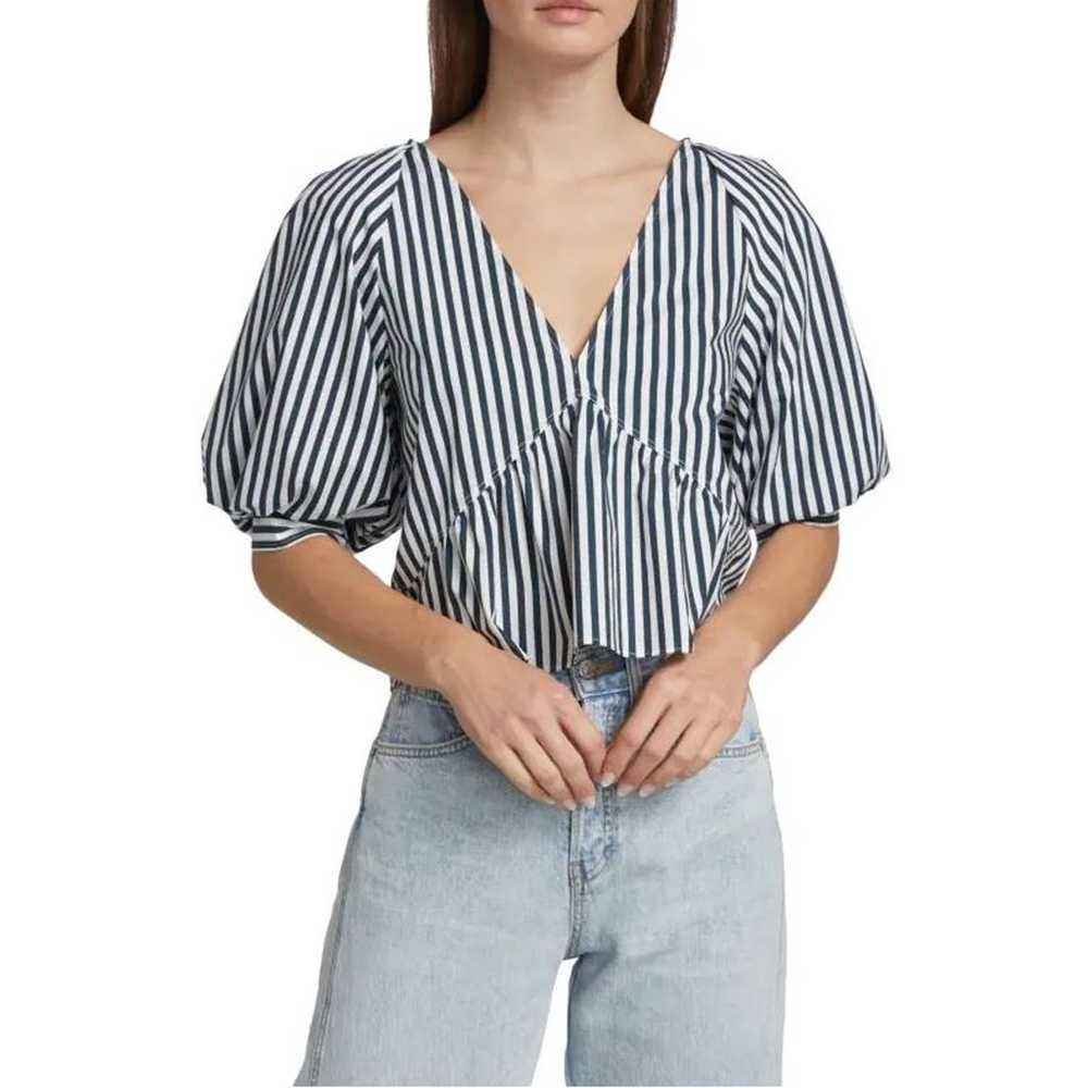 Frame Women Navy Striped Linen/Cotton Poplin Casu… - image 5