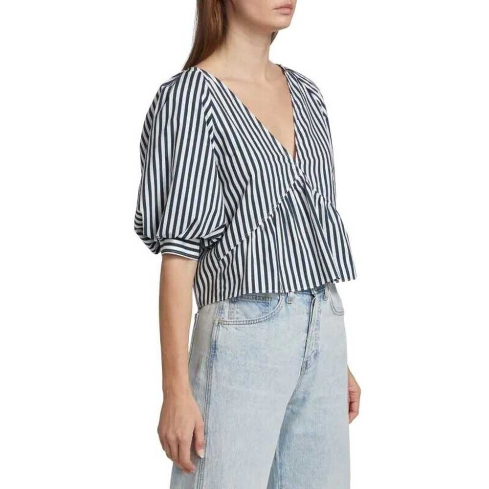 Frame Women Navy Striped Linen/Cotton Poplin Casu… - image 7