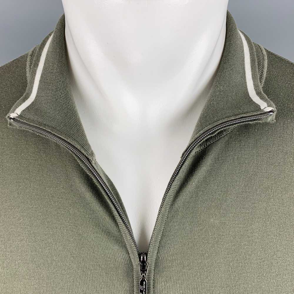 Loro Piana Olive Green Knit Cotton Zip Up Jacket - image 2