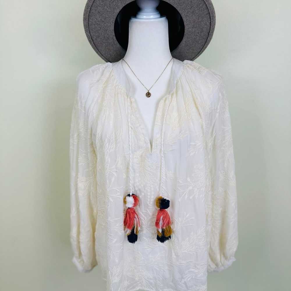 Johnny Was JADE Rosanna Cream Embroidered Tassle … - image 3