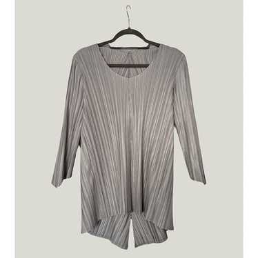 Vanite Couture Grey Pleats Blouse M - image 1