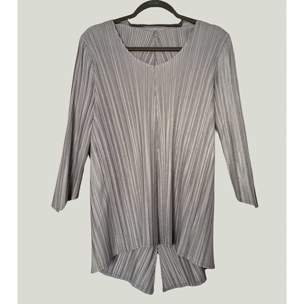 Vanite Couture Grey Pleats Blouse M - image 2