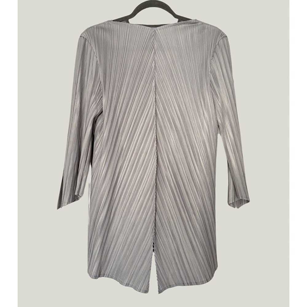 Vanite Couture Grey Pleats Blouse M - image 4