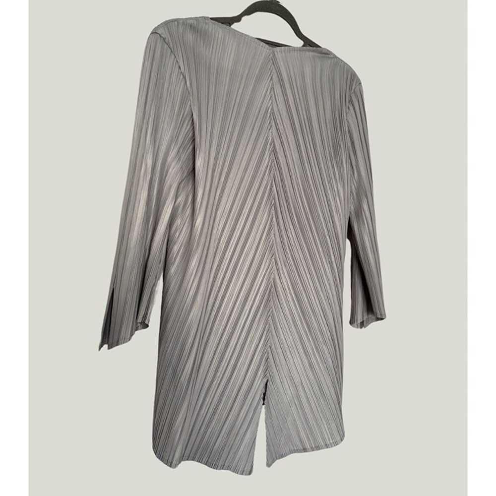 Vanite Couture Grey Pleats Blouse M - image 5