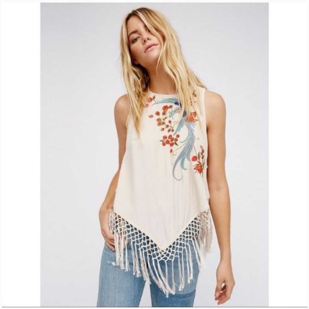 RARE Free People Love Birds Fringe Top - image 1